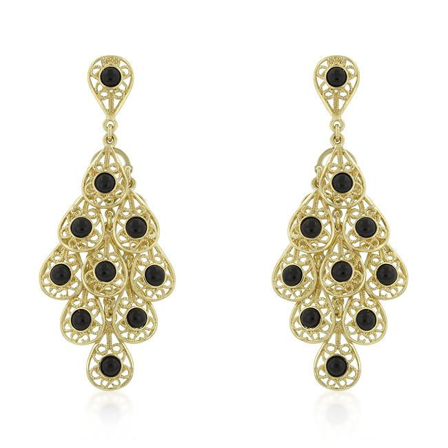 Onyx Filigree Chandelier Earrings