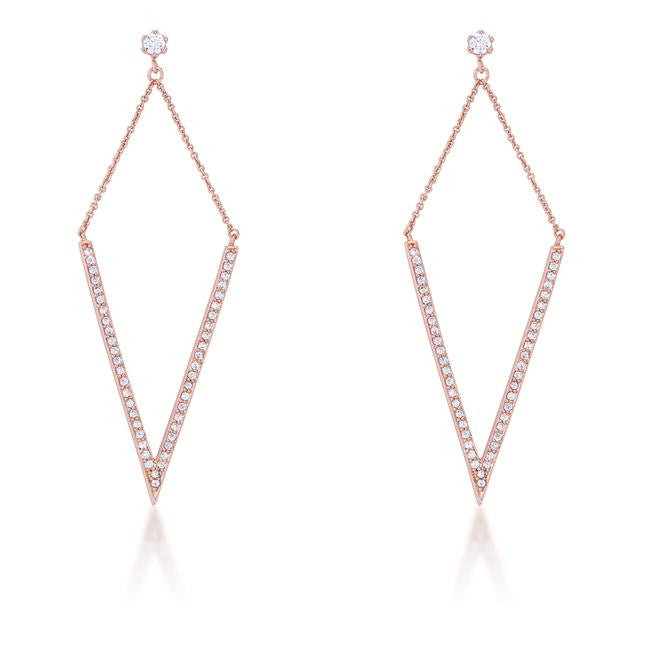Michelle 1.2ct CZ Rose Gold Delicate Pointed Drop Earrings