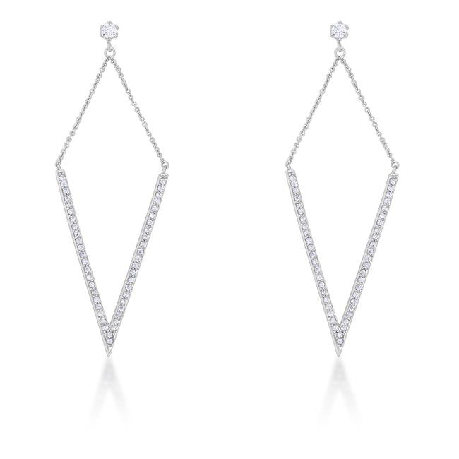 Michelle 1.2ct CZ White Gold Rhodium Delicate Pointed Drop Earrings