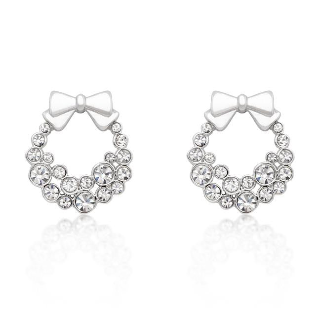 Holiday Wreath Clear Crystal Earrings