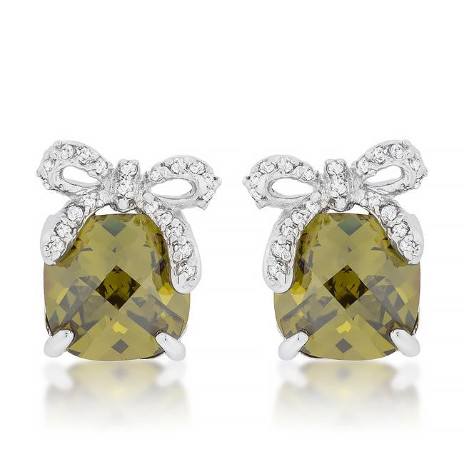 Olivine Drop Earrings with Bow