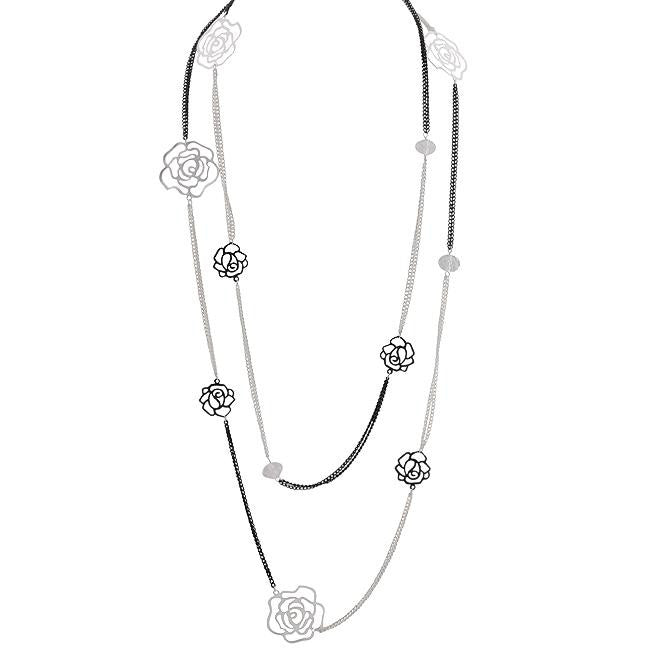 Black And Silver Rose Inspired Necklace