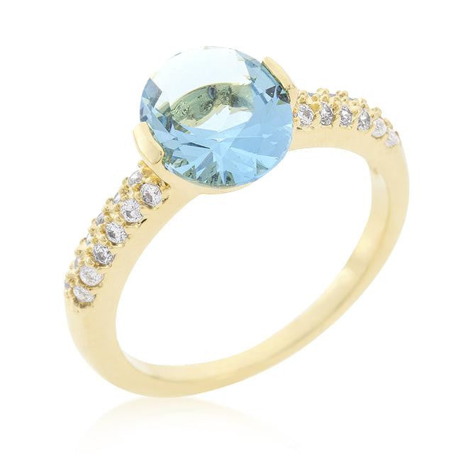Aqua Oval Cubic Zirconia Engagement Ring