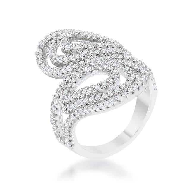 Serina 1ct CZ Rhodium Pave Circle Ring, <b>Size 5</b>