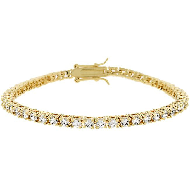 Goldtone Finish Victorian Cubic Zirconia Tennis 7 Inch Bracelet