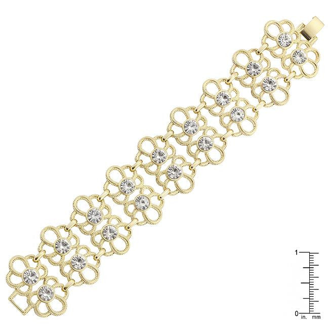 Gold Crystal Floral Fashion Bracelet