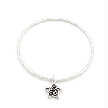 Solitaire Twirling Star Charm Bangle