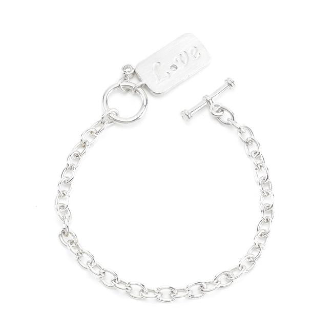 Silvertone Finish Love Charm Bracelet