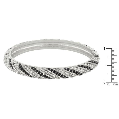 Twisting Black and White Cubic Zirconia Bangle