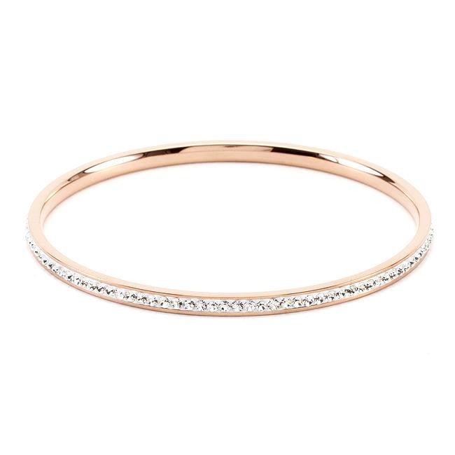 Simple Rosegold Finish Crystal Bangle