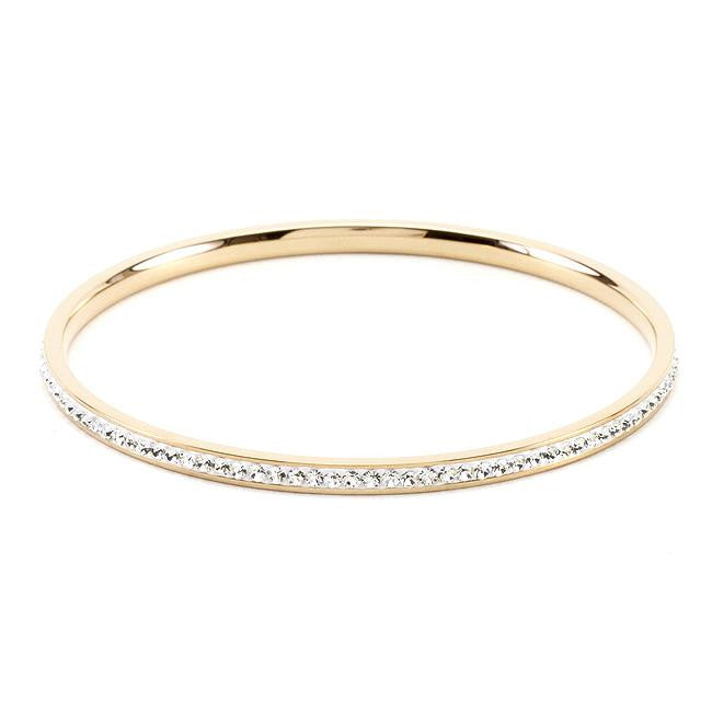 Simple Goldtone Finish Crystal Bangle
