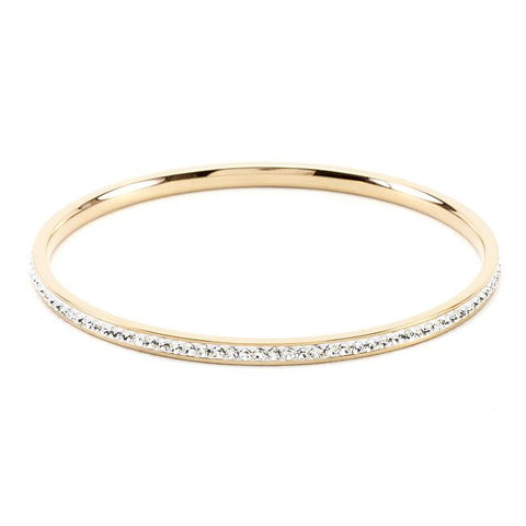 Simple Goldtone Finish Crystal Bangle