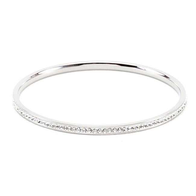 Simple Silvertone Finish Crystal Bangle