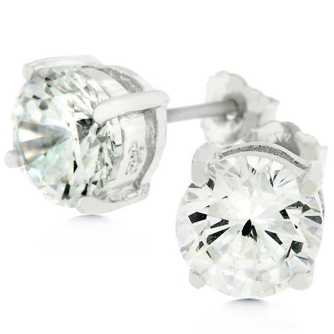 Clear Silver Round Studs 6.25 Mm Earrings