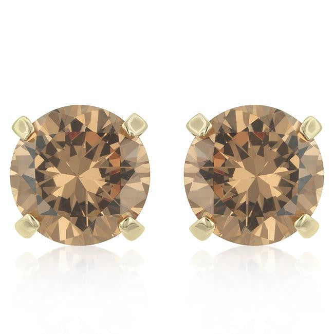 Simple Champagne Cubic Zirconia Studs