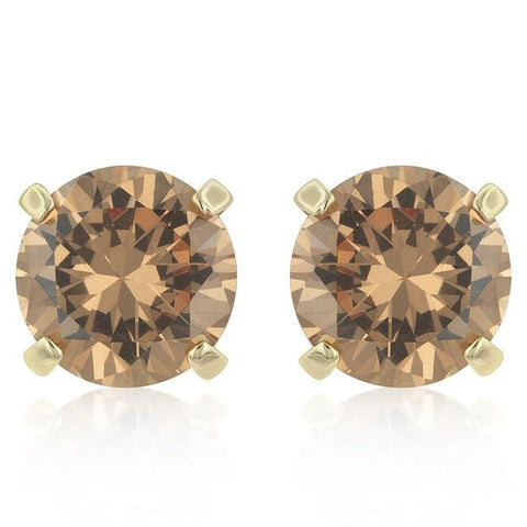 Simple Champagne Cubic Zirconia Studs