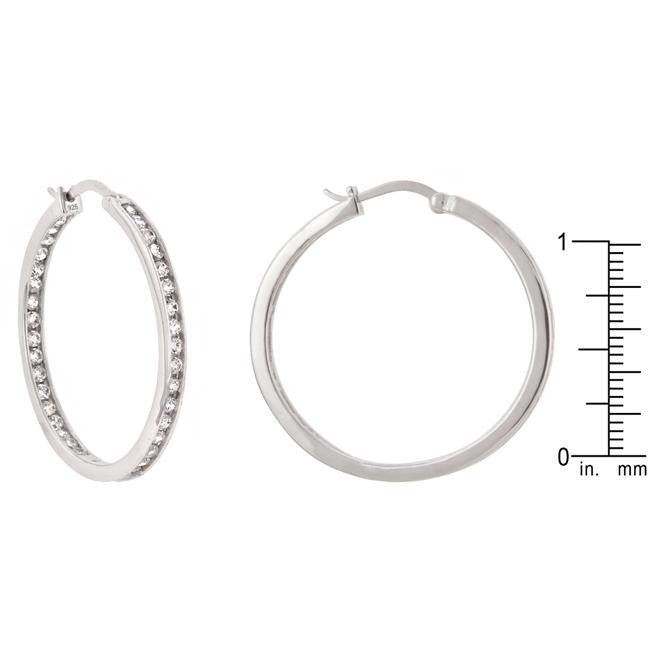 Sterling Silver Cubic Zirconia Hoops 30 Mm