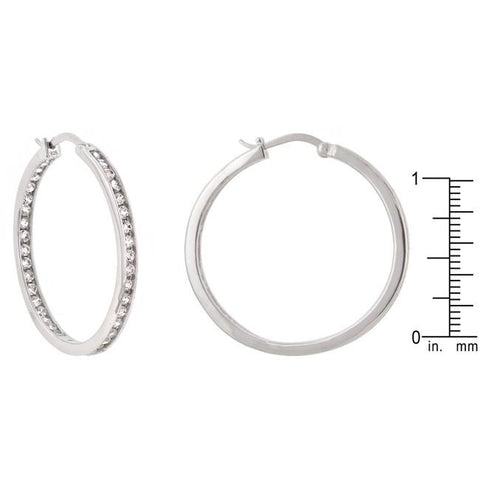 Sterling Silver Cubic Zirconia Hoops 30 Mm
