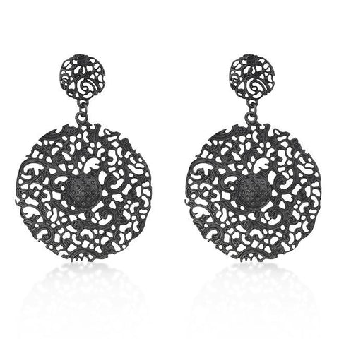 Black Brushed Vintage Lace Earrings