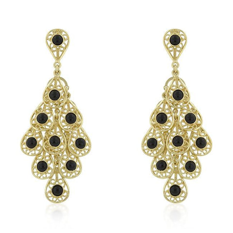 Onyx Filigree Chandelier Earrings