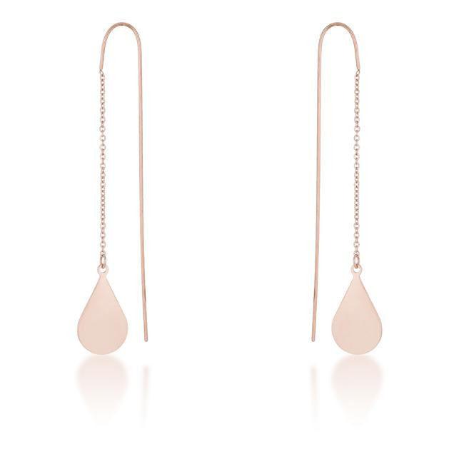 Chloe Rose Gold Stainless Steel Teardrop Threaded Drop Earrings