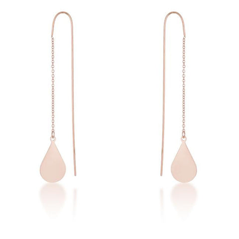 Chloe Rose Gold Stainless Steel Teardrop Threaded Drop Earrings