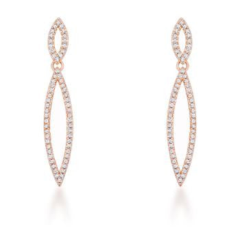 Sara 1.2ct CZ Rose Gold Delicate Double Teardrop Drop Earrings