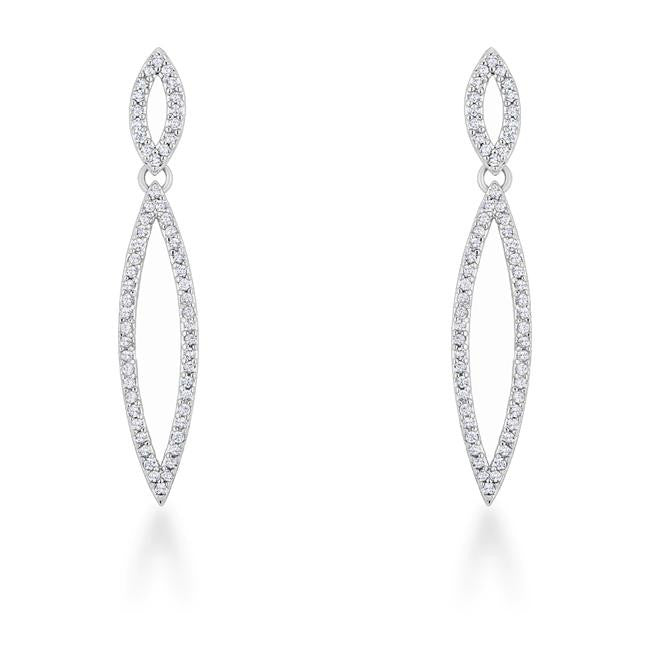 Sara 1.2ct CZ White Gold Rhodium Delicate Double Teardrop Drop Earrings