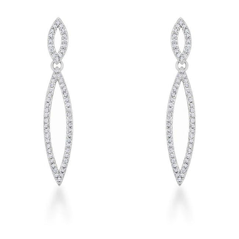 Sara 1.2ct CZ White Gold Rhodium Delicate Double Teardrop Drop Earrings