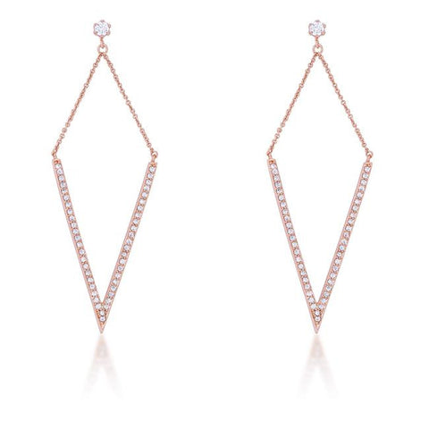 Michelle 1.2ct CZ Rose Gold Delicate Pointed Drop Earrings