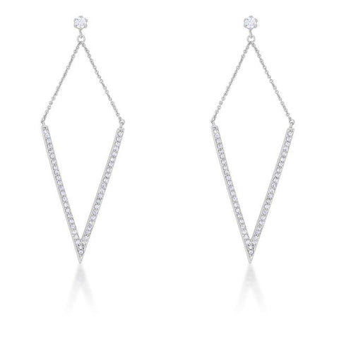 Michelle 1.2ct CZ White Gold Rhodium Delicate Pointed Drop Earrings