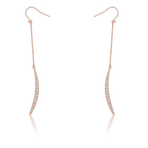 Luna 0.5ct Cz Rose Gold Delicate Moon Drop Earrings
