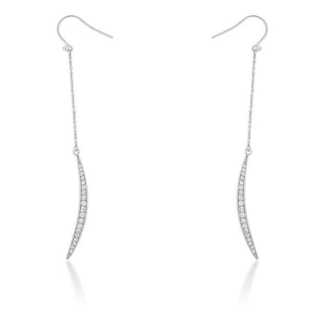 Luna 0.5ct CZ White Gold Rhodium Delicate Moon Drop Earrings