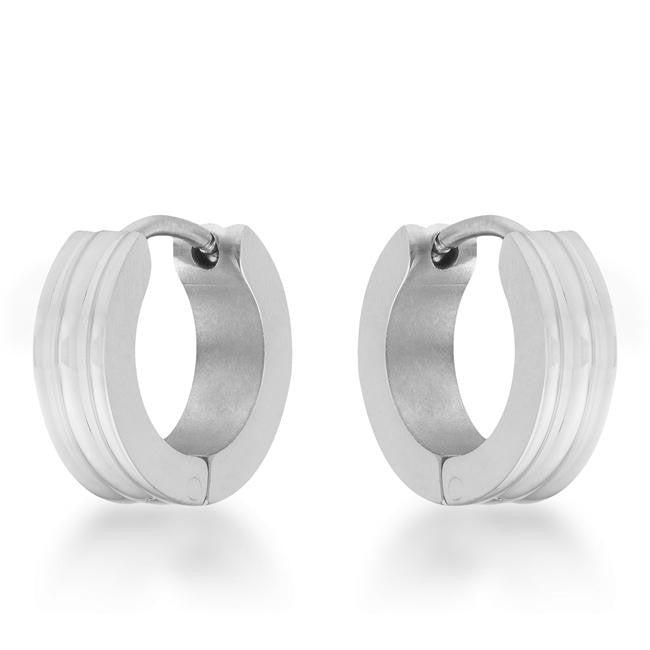 Marlene Rhodium Stainless Steel Small Hoop Earrings