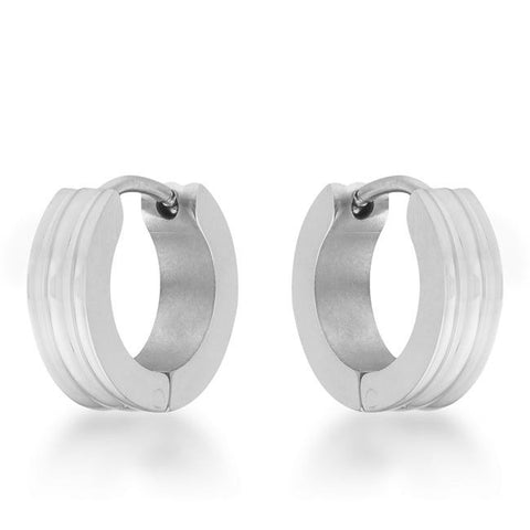 Marlene Rhodium Stainless Steel Small Hoop Earrings