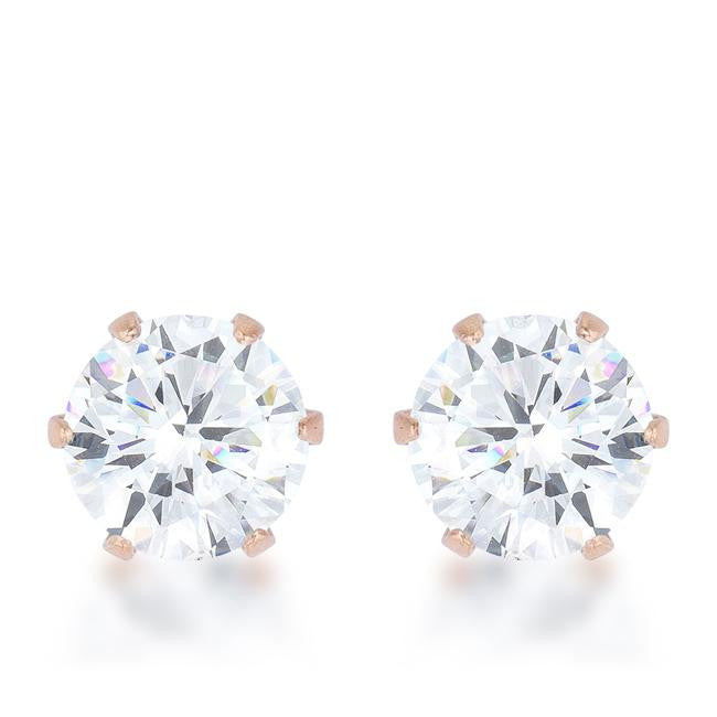 Reign 3.4ct CZ Rose Gold Stainless Steel Stud Earrings