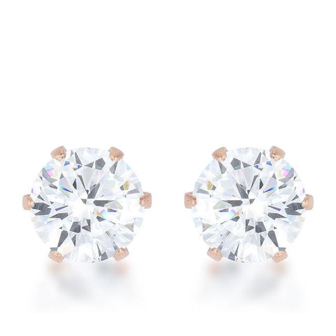 Reign 3.4ct CZ Rose Gold Stainless Steel Stud Earrings