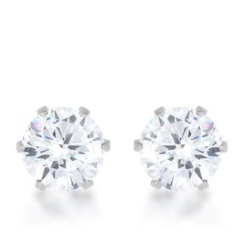 Reign 3.4ct CZ Rhodium Stainless Steel Stud Earrings