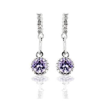 Lavender Cubic Zirconia Dangle Earrings
