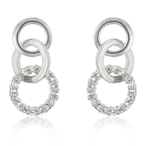 Silvertone Finish Triplet Hooplet Earrings