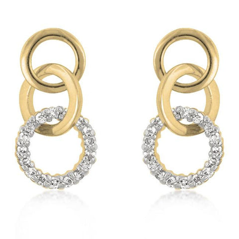 Goldtone Finish Triplet Hooplet Earrings
