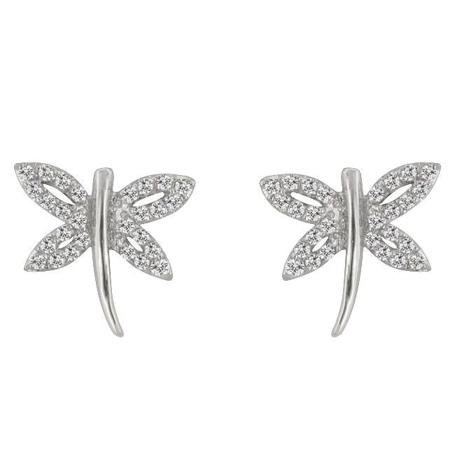 Cubic Zirconia Dragonfly Earrings