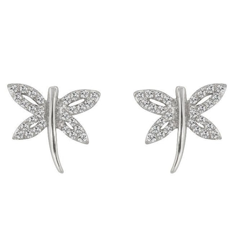 Cubic Zirconia Dragonfly Earrings