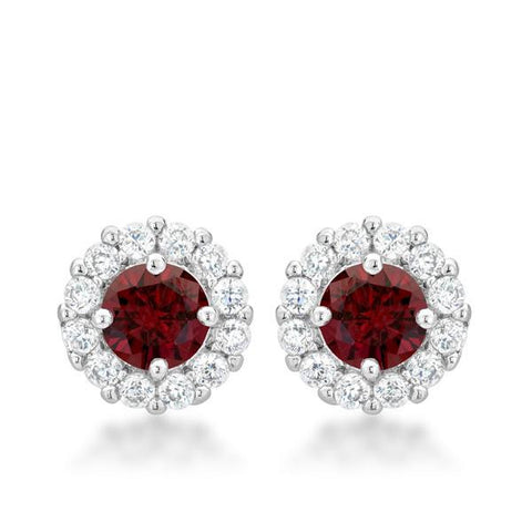 Bella Bridal Earrings In Garnet Red