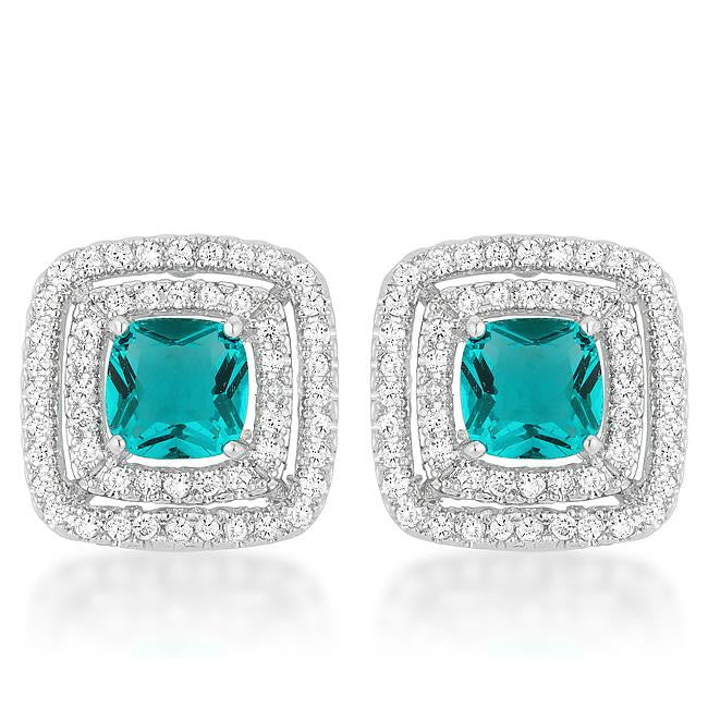 Aqua Halo Stud Earrings