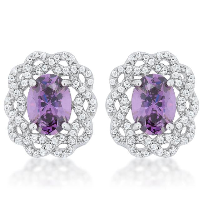 Amethyst Oval Stud Earrings
