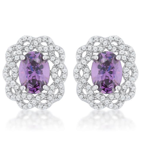 Amethyst Oval Stud Earrings