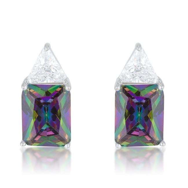 Classic Mystic Cubic Zirconia Sterling Silver Stud Earrings