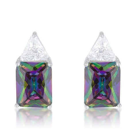 Classic Mystic Cubic Zirconia Sterling Silver Stud Earrings
