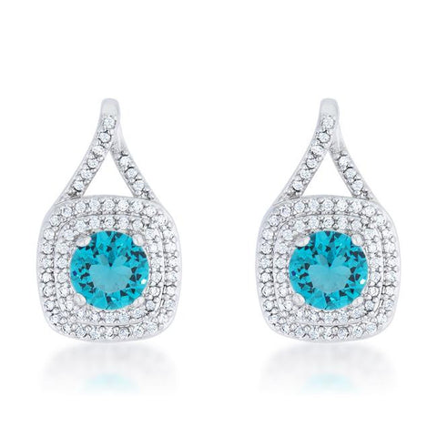 Christal 2.3ct Aqua CZ White Gold Rhodium Classic Drop Earrings